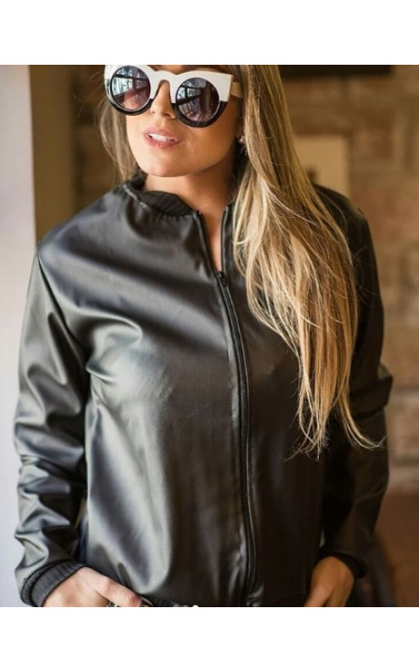 jaqueta de couro sintetica feminina